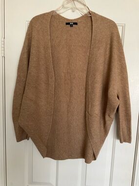 UNIQLO Camel Open-Front Knit Cardigan